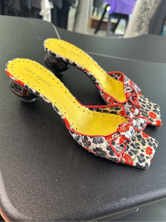 kate spade Shoes - Vintage Kate Spade Kitten Heel Sandals Leopard Floral 90s Y2K